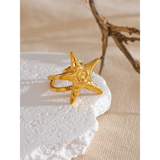 Anillo Estrella de mar dorado DELUXE